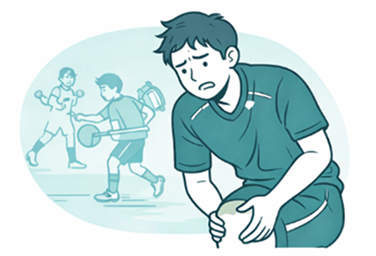 腰を押さえて困っている男性のイラスト